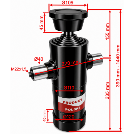 SIŁOWNIK HYDRAULICZNY PRZYCZEPY ST-5 1050 6T